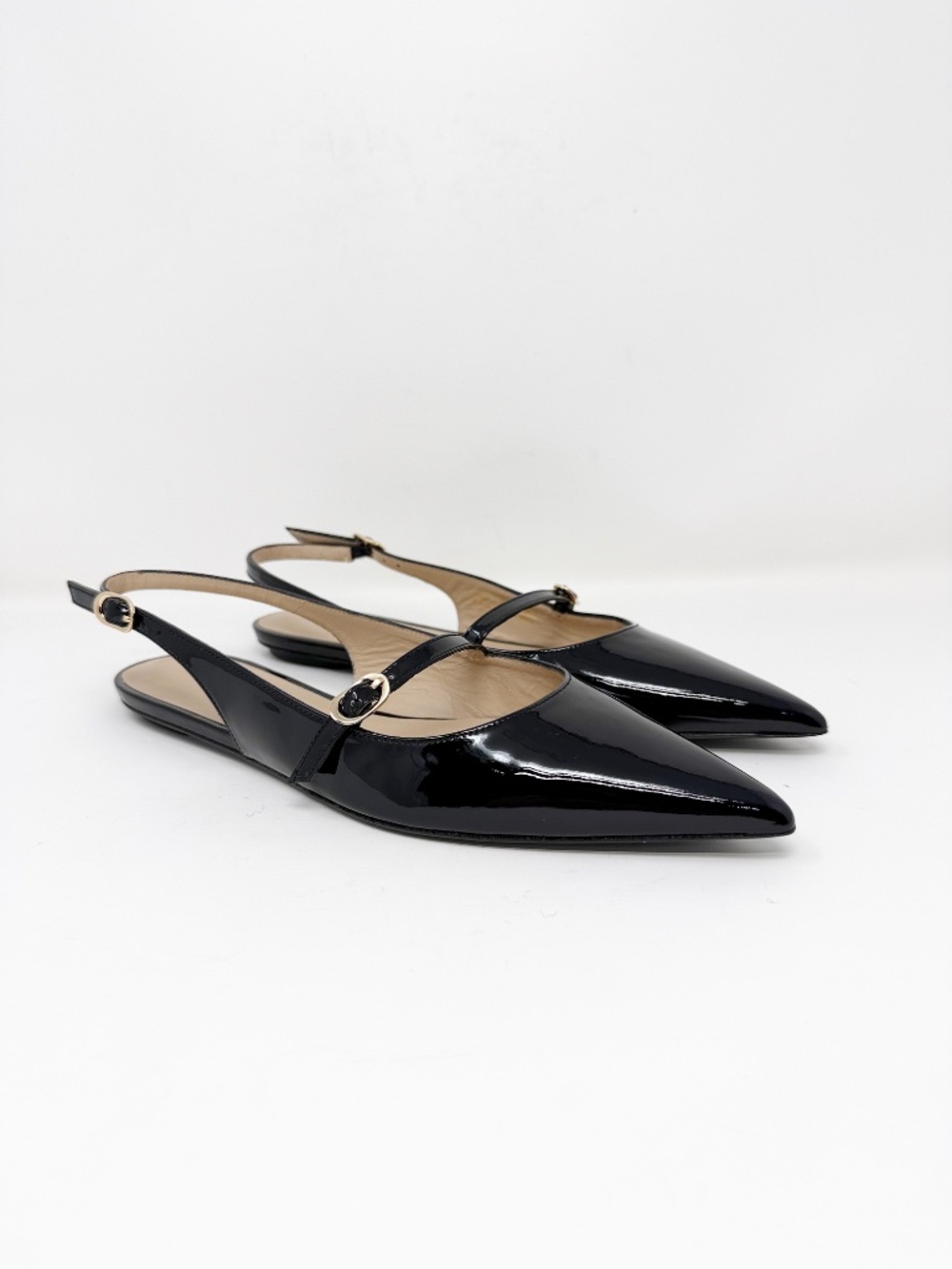 New Stuart Weitzman Emilia Mary Jane Slingback Flat Black Sz 7.5 - Picture 3 of 14
